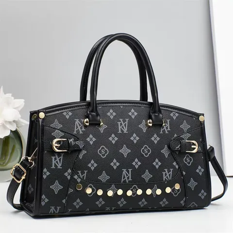 Modische PU Leder Tragetasche Damen Große Kapazität Schulter Umhängetasche Retro Print Patchwork Tägliche Handtasche