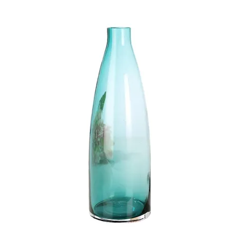 European Style Colorful Transparent Glass Vase Small Mouth Desktop Flower Vase Modern Creative Floral Arrangement