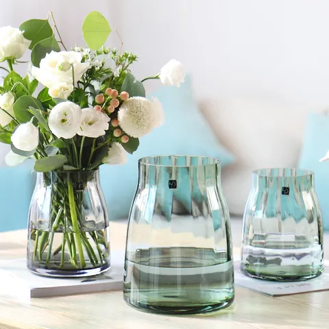 Nordic Minimalist Transparent Glass Vase Modern Vertical Stripe Flower Arrangement Vase Living Room Table Decorative Home Decor