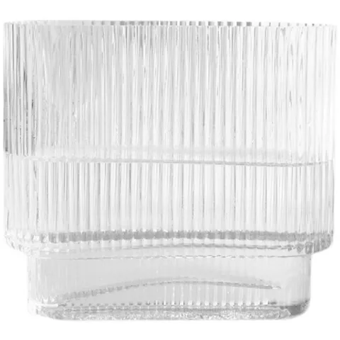 Vaso per Fior in Vetro Trasparente Moderno e Minimalista Strisce Verticali Contenitore Floreale Decorativo da Tavolo per Soggiorno Arredamento Casa