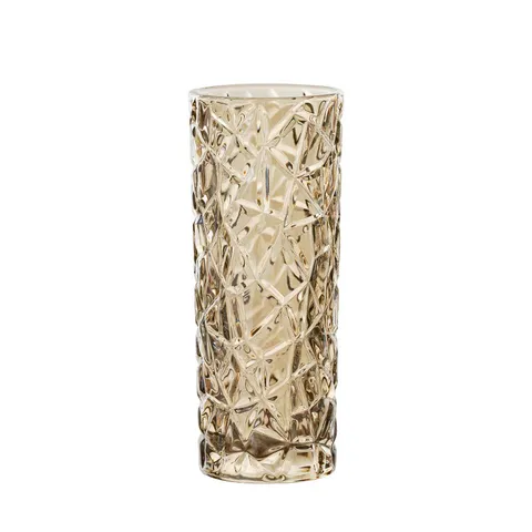 Vaso per Fiori in Vetro di Cristallo Trasparente Vaso da Tavolo Decorativo con Faccette Geometriche Per Soggiorno Arredamento