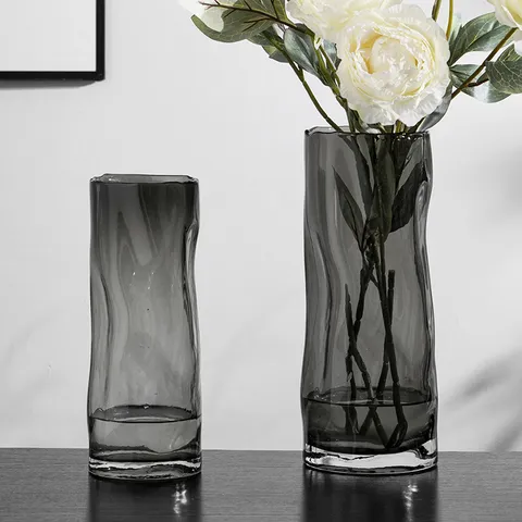 Nordic Creative Glass Vase Minimalist Pleated Straight Flower Vase For Living Room Home Hydroponics Decor