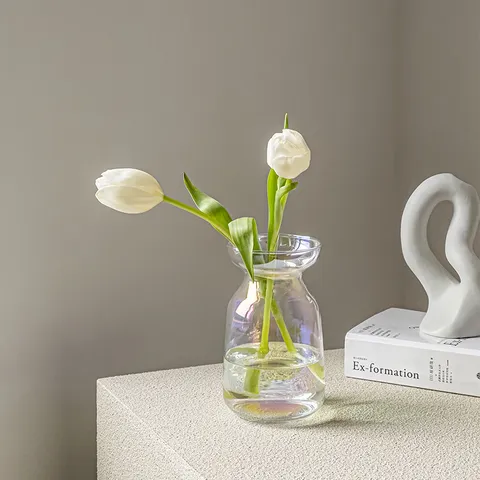 Minimalist Transparent Glass Mini Vase Nordic Style Creative Hydroponic Flower Arranging Bottle Living Room Tabletop Home Decor