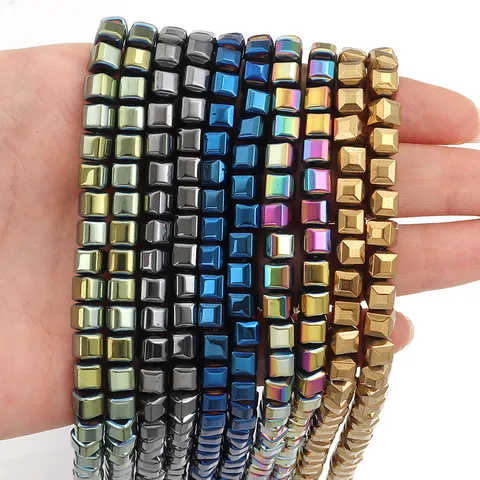 Electroplated Hematite Faceted Cube Loose Beads Multicolor Faceted Square Spacer Strand Beads For DIY Bracelet Necklace Jewelry Making Wholesale