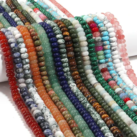 Perle ad Abaco in Pietra Naturale Tonde Piatte Distanziatrici Sciolte Pietre Preziose per Fai da Te Braccialetti Collane Creazione Gioielli Accessori