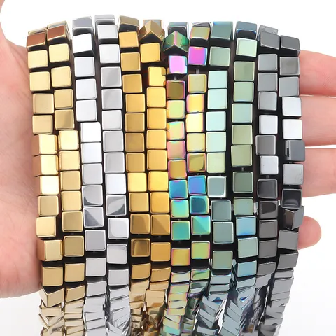 Electroplated Hematite Faceted Cube Loose Beads Multicolor Faceted Square Spacer Strand Beads For DIY Bracelet Necklace Jewelry Making Wholesale