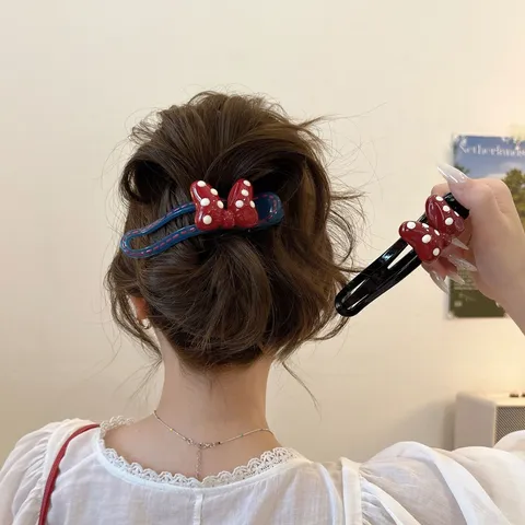 Chique Rode Strik Haarklauw Clip Zoete Hars Haarspangen Schattige Haarstyling Accessoires Voor Vrouwen Dagelijkse Sieraden