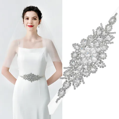 Luxury Rhinestone Bridal Belt Handmade Crystal Wedding Dress Sash Ribbon Tie Western Belt Accessories for Women Evening Prom