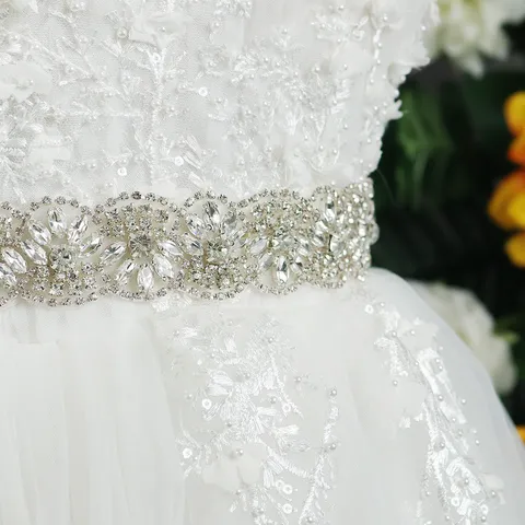 Luxurious Rhinestone Bridal Belt For Wedding Dress Sparkling Crystal Flower Sash For Women Prom Evening Gown Waistband Accessories