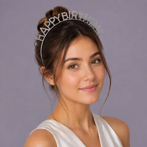 Rhinestone Birthday Letter Headband For Women Birthday Girl Happy Birthday Alloy Crystal Hairband Party Hair Accessories Gold Silver Rose Gold