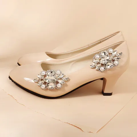 Detachable Rhinestone Artificial Pearl Shoe Clips For Wedding Bridal Shoes Alloy Flower Sparkly Shoe Buckle Accessories Women Banquet