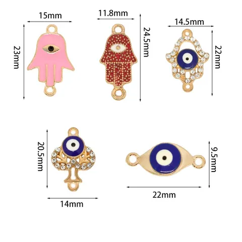 Alloy Strass Boze Oog Hamsa Hand Levensboom Bedels Emaille Connectors Voor DIY Armband Ketting Sieraden Maken