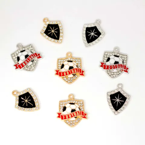 Coppa del Mondo Calcio Stile Sportivo Pendente a Scudo in Lega con Strass Smaltato DIY Collana Borsa Accessori Ciondolo Gioielli