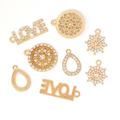 Alloy Strass LOVE Letter Rond Waterdruppel Anker Bedels Voor DIY Sieraden Maken Halsketting Oorbel Valentijn Cadeau