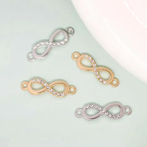 Alloy Rhinestone Infinity Symbol Connector Pendant For DIY Jewelry Making Bracelet Necklace Findings Women Accessory