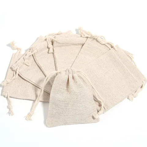Drawstring Jute Burlap Bags Jewelry Packaging Linen Gift Pouches Sacks For Party Favors Wedding Storage Natural Texture