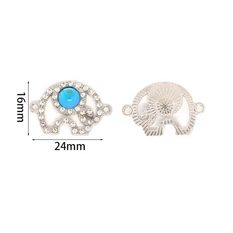 Alloy Rhinestone Blue Stone Elephant Rudder Square Infinity Connector Charms For DIY Necklace Bracelet Jewelry Making Supplies