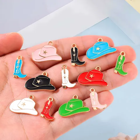 Legierung Western Cowboy Stiefel Hut Emaille Charms Für DIY Schmuckherstellung Anhänger Zubehör Ohrringe Halskette Zubehör Basteldekorationen