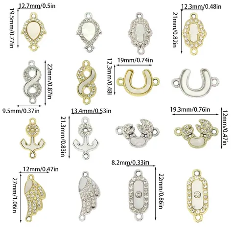 Alloy Rhinestone Dual Loop Connector Charms Color Retention Gold Silver Plated Hamsa Hand Infinity Wing Pendant For DIY Bracelet Necklace Craft Making Accessories