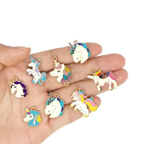 Alliage Dessin Animé Licorne Breloques Émail Mignon Poney Pendentifs Pour DIY Bracelet Collier Porte-Clés Artisanat Fabrication Fournitures Bijoux Accessori