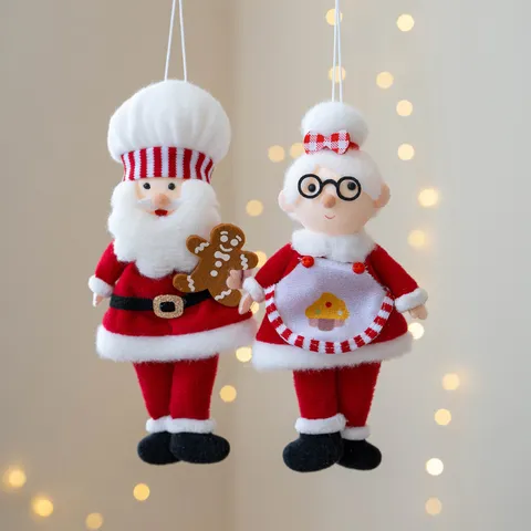 Weihnachten Chef Weihnachtsmann Plüsch Hängende Dekoration Frau Claus Puppe Rote Stoff Figur Mit Lebkuchenmann Für Weihnachtsbaum Dekor