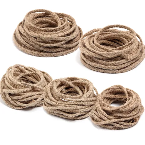 Thick 8 Strand Braided Jute Rope Natural Hemp Cord For DIY Crafts Decor Cat Scratching Post Wrapping String Garden Bundle
