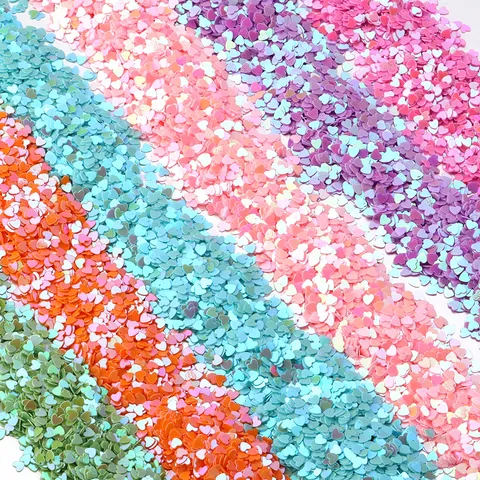 Πούλιες PVC σε Σχήμα Καρδιάς για Nail Art Ένδυση DIY Διακόσμηση Γαλβανισμένες Πολύχρωμες Πούλιες Καρδιάς Αξεσουάρ για Χειροτεχνία