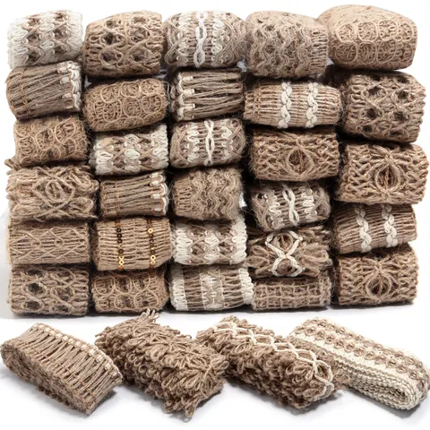 Handwoven Jute Ribbon Trim Eco Friendly Burlap Mesh Lace Ribbon For Gift Wrapping Holiday Wedding Craft Party Home Decor Ribbon