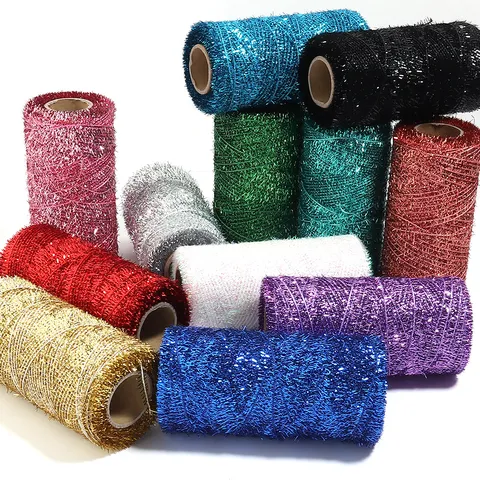Polyester Glitter Weaving Cord Metallic String For Christmas Gift Wrapping Decoration DIY Handcraft Material Spool Thread