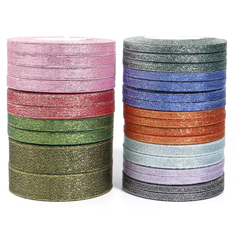 Glitter Metallic Mesh Ribbon For Gift Wrapping Craft DIY Bouquet Bow Hair Ribbon Holiday Festival Decorative Ribbon Trim Roll