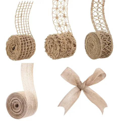 Nastro in Tela di Juta Naturale Pizzo Traforato per Fai da Te Confezioni Regalo Fiori Torta Matrimonio Festa Decorazione Rustica