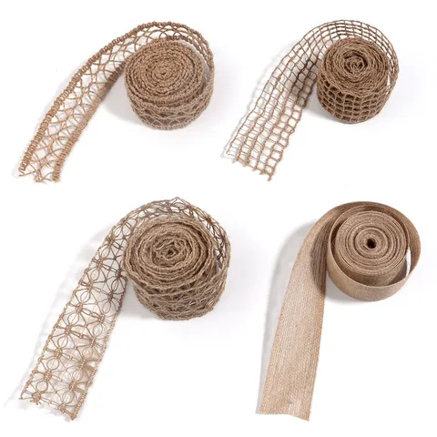Nastro in Tela di Juta Naturale Pizzo Traforato per Fai da Te Confezioni Regalo Fiori Torta Matrimonio Festa Decorazione Rustica