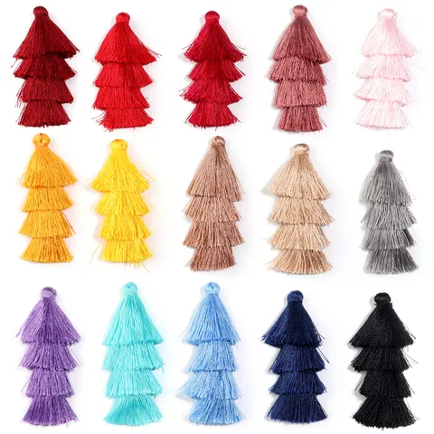Design Originale Albero di Natale Forma Quattro Strati Sfumato Nappa Ciondolo Poliestere Tessuto a Mano Frangia Finitura Per Borse Portachiavi Segnalibri Orecchini Fai da Te Accessori