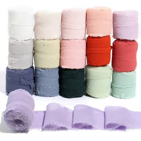 Handgefertigtes Chiffonband Mit Ausgefranster Kante Seidenähnliches Band Für Hochzeitsstrauß Geschenkverpackung Und DIY Bastelprojekte Dekoration