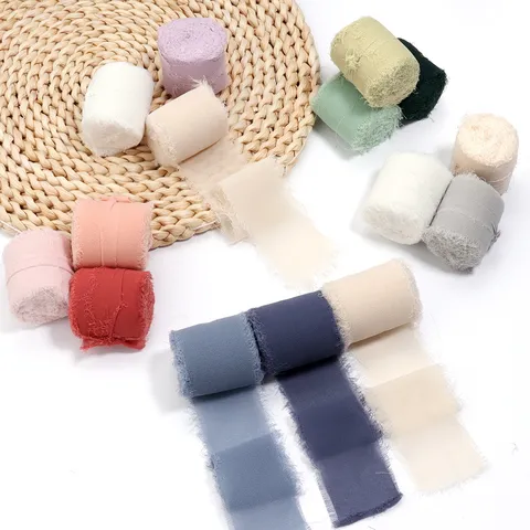 Handgefertigtes Chiffonband Mit Ausgefranster Kante Seidenähnliches Band Für Hochzeitsstrauß Geschenkverpackung Und DIY Bastelprojekte Dekoration