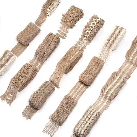 Handwoven Jute Ribbon Trim Eco Friendly Burlap Mesh Lace Ribbon For Gift Wrapping Holiday Wedding Craft Party Home Decor Ribbon