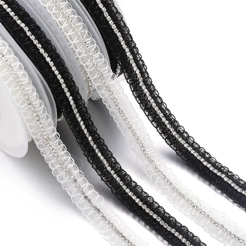 Mesh Hollow Rhinestone Lace Ribbon Trim For DIY Apparel Shoes Bag Accessories Jewelry Making Necklaces Hair Band Decor