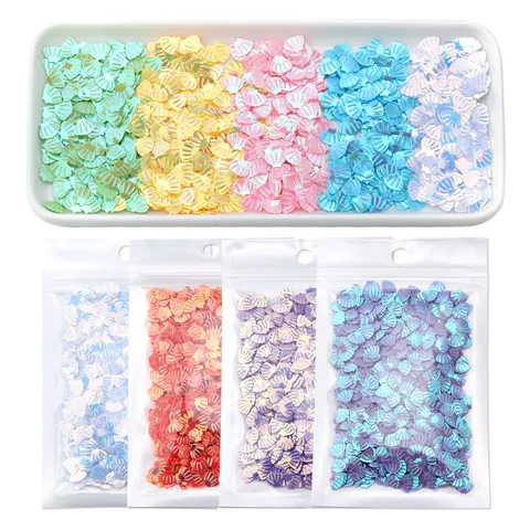 PVC Shell Sequins No Hole For DIY Crafts Nail Art Clothes Decoration Rainbow Plated Shell Shaped Sequins Bag Accessory