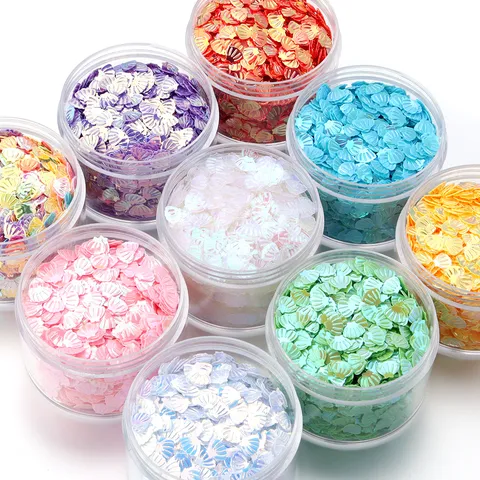 PVC Shell Sequins No Hole For DIY Crafts Nail Art Clothes Decoration Rainbow Plated Shell Shaped Sequins Bag Accessory