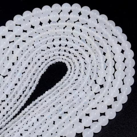 Perles en Vrac Rondes en Agate Blanche Naturelle Grade 7A Perles en Pierre Semi-Précieuse pour la Fabrication de Bijoux DIY Bracelets Colliers