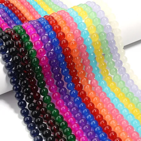 Perline Rotonde in Vetro Simil Giada Colore Gelatina Per Bracciale Collana Fai Da Te Perline Sciolte Accessori Per Gioielli