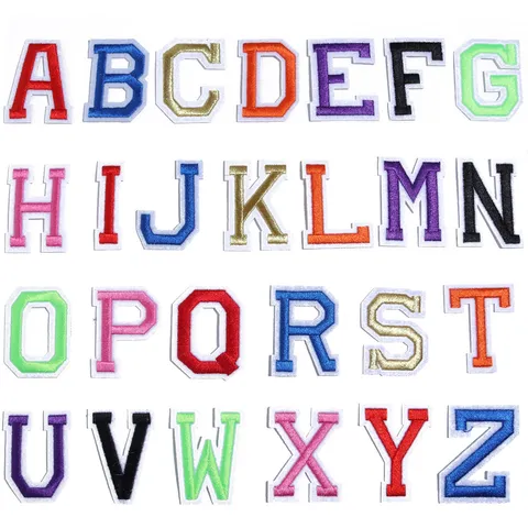 Parches Bordados de Letras Inglesas Coloridas Parches de Tela Termoadhesivos para Ropa Accesorios DIY Estilo Preppy Alphabet Patches