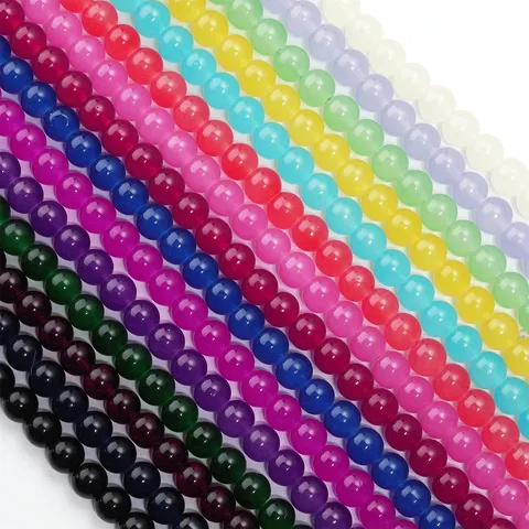 Perline Rotonde in Vetro Simil Giada Colore Gelatina Per Bracciale Collana Fai Da Te Perline Sciolte Accessori Per Gioielli