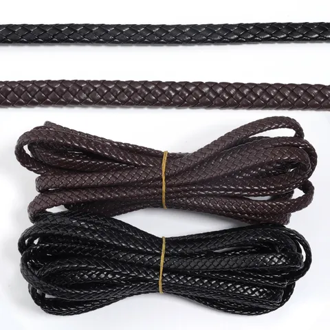 Minimalistisch PU-Leder Geflochtene Kordel Für Tasche Gurt Kleidung Schuh Hut Material DIY Schmuck Handgeflochten Flaches Seil