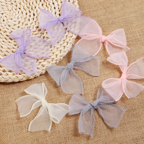 Nœuds Papillon Fait Main en Maille Fil Queue de Poisson Ruban Translucide pour Épingle à Cheveux Accessoires Vêtement Couture DIY Décoration