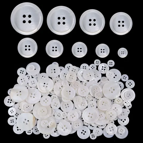 Natural Freshwater Shell Buttons Round White Mother Of Pearl Buttons For Shirts Suits DIY Sewing Crafts Accessories