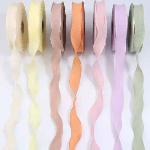 Polyester Ruffle Seersucker Ribbon Trim For DIY Handmade Bow Hair Clip Making Gift Box Wrapping Clothing Accessories Craft Ribbon