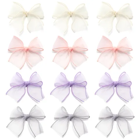 Nœuds Papillon Fait Main en Maille Fil Queue de Poisson Ruban Translucide pour Épingle à Cheveux Accessoires Vêtement Couture DIY Décoration
