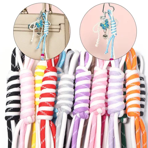 Hand-Woven Polyester Contrast Color Bow Tie DIY Jewelry Accessories Ribbon Craft For Keychain Phone Strap Bag Hanging Decoration