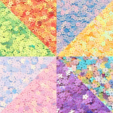 PVC Blumen Pailletten Für DIY Nagelkunst Kristall Schleim Material Irisierend Bunt Farbcodiert Blumenform Funkelnde Pailletten Basteln Deko